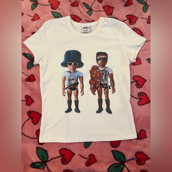 Bershka x Ca7riel y Paco Amoroso Women’s Graphic White Baby T-Shirt PAPOTA 💪 Y2K - Picture 2 of 5